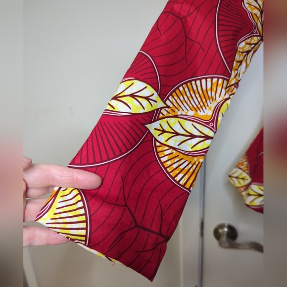 Grass Fields Blazer Jacket Size S Red And Yellow Ankara Fabric - Picture 16 of 16